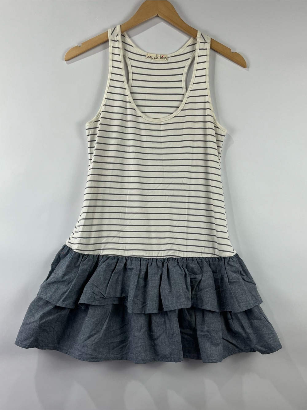 NWOT One Clothing Made in USA 95% Cotton Tiered Ruffle Tank Dress Medium